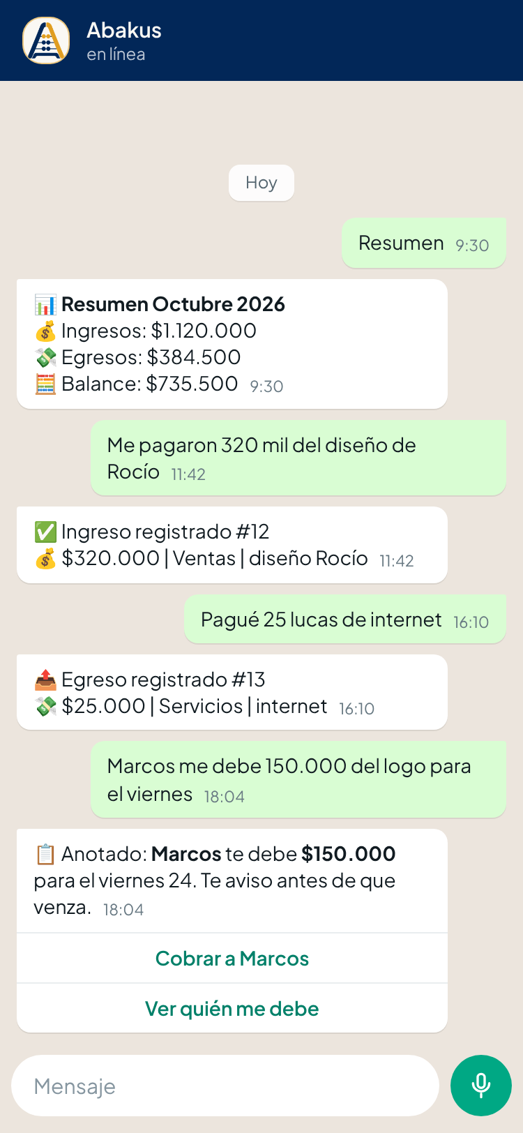 Anotas una deuda en segundos